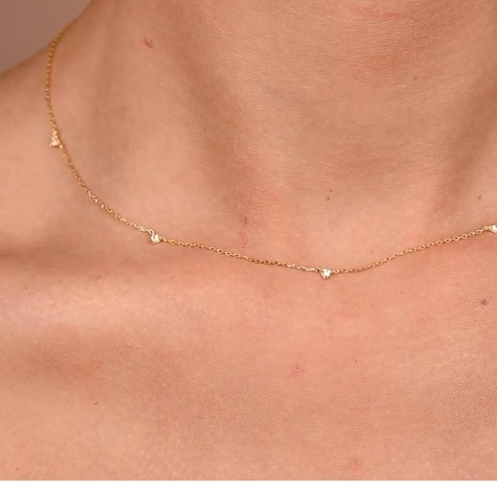 Solid 14k yellow gold and Diamond necklace